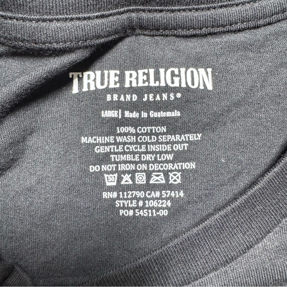 True Religion Men's Navy T-Shirt with Pink Logo - Picture 5 of 7